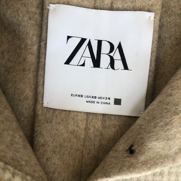 Zara Women Wool Blend Ivory Tan Oversize Button Front Jacket Coat w/Pockets XS - Picture 14 of 16